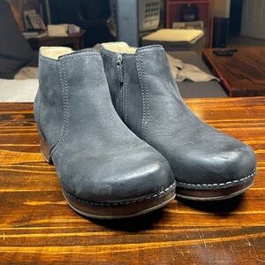 Dansko Black Leather Ankle Boots